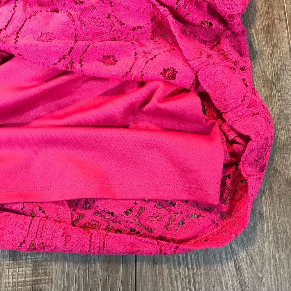 Sandra Darren Fuchsia Pink Lace Embellished Dress Sz 8P - Picture 11 of 11